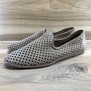 PEDRO GARCIA Perf Suede Flats Womens 9 EU 39 Beige Loafers